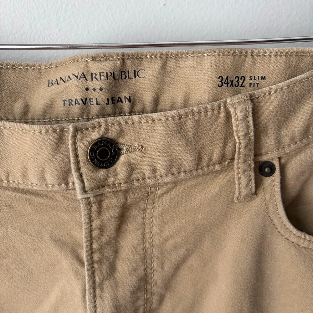 Banana Republic Men’s Khaki Jeans 34 X 32 Slim Fit-‎ Travel Jeans Cotton/spandex